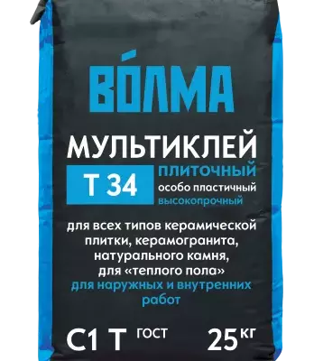 Смесь сухая цементная клеевая "ВОЛМА-Мультиклей", 25 кг Смесь сухая цементная клеевая "ВОЛМА-Мультиклей", 25 кг