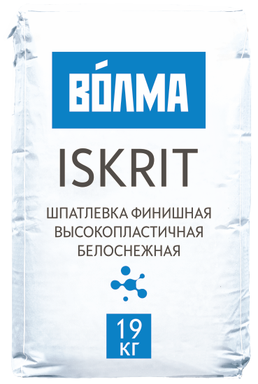 Смесь сухая шпаклевочная на основе полимерного вяжущего "ВОЛМА-ISKRIT", 19 кг Смесь сухая шпаклевочная на основе полимерного вяжущего "ВОЛМА-ISKRIT", 19 кг